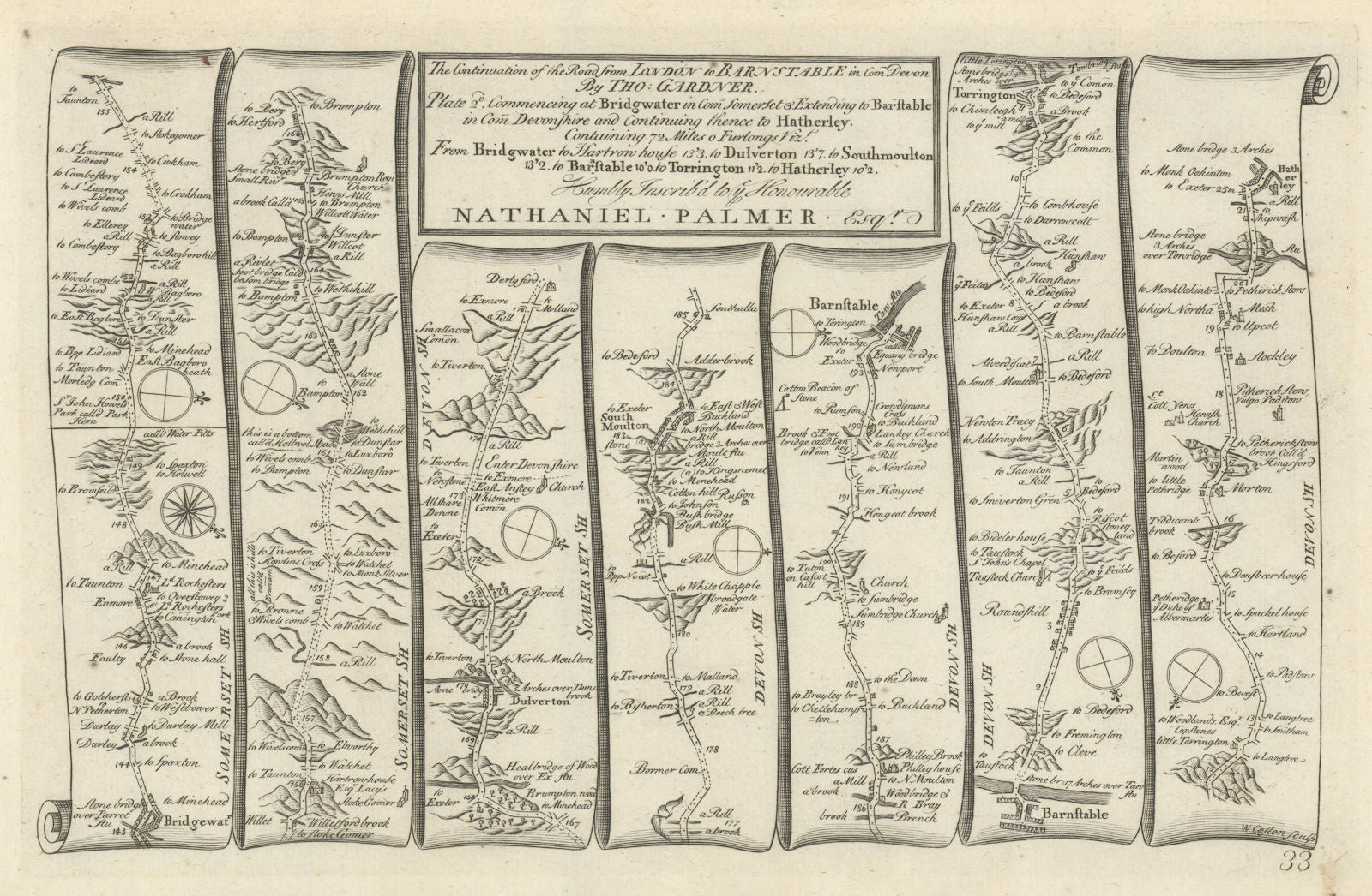 Bridgwater - South Molton - Barnstaple -Torrington GARDNER road map #33 1719